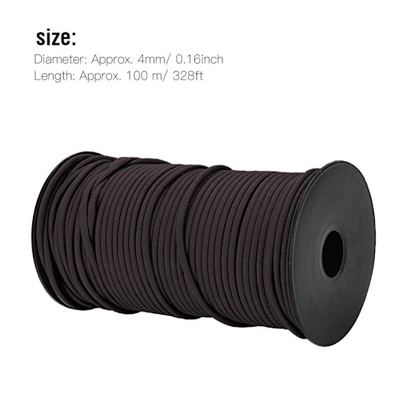 100m 9-trådet 4mm Tykk Parachute-snor Lanyard String Klær Line Camp Tau (Brun)