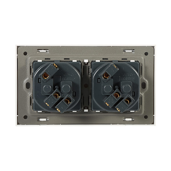 1PC Fransk Standard Vägguttag, Vit PC Material Panel AC 110~250V, 16A 2 Vägar