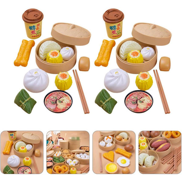 2 set barns pretend lek kök matlagning leksak ångad leksak