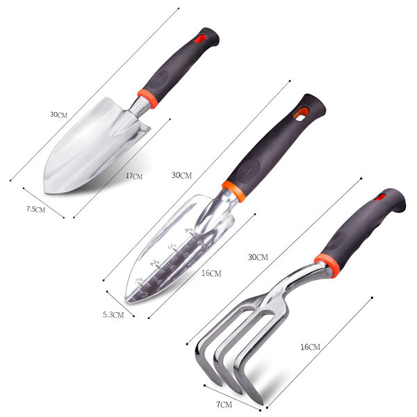 Minispade for potting, planteblomster, løsning av jord, blomsterspade, hagearbeid, planting av sukkulenter, tredelt sett