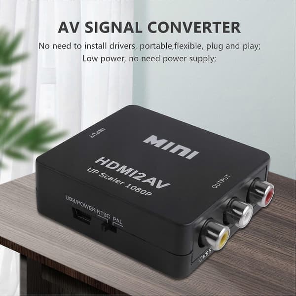 Mini til 3rca Cvbs Kompositt Video Av Konverter Adapter Tv Ps3 Vhs Vcr Dvd Svart