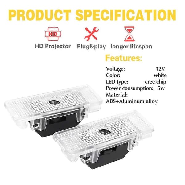 LED-velkomstlys for bildør til BMW 5-serie E39 1997 - 2003 1998 1999 2000 2001 X5 E53 Z8 E52 2PCS For BWM
