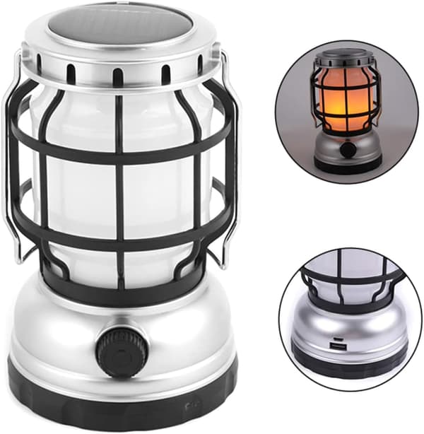 Camping Solcellelampe USB Oppladbar Vanntett LED Utendørs Lykt
