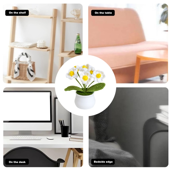 1 krukke håndlavede små daisy potteplanter hjem dekorative