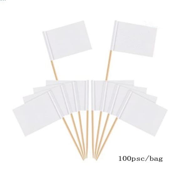 200 tandstikkerflag, blanke hvide ostekagemarkører, flag, cupcake
