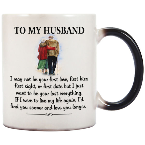 Till min man, värmekänslig kopp, mugg som ändrar färg med temperaturen, kaffekopp, Alla hjärtans dag-present till älskare, make