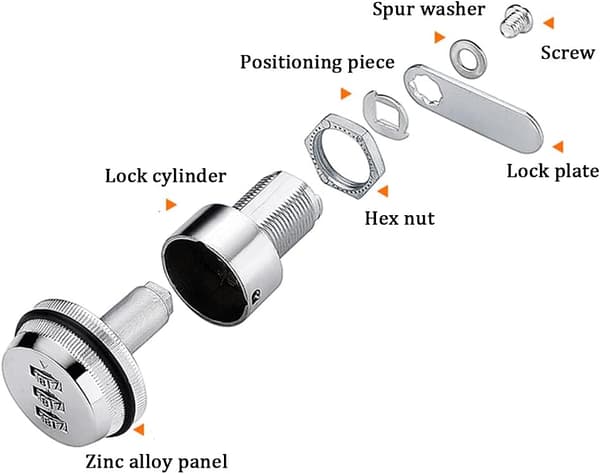 Kombinationsskammel - 2 cm/0.79 tommer bolt zinklegering kodebeskyttelse