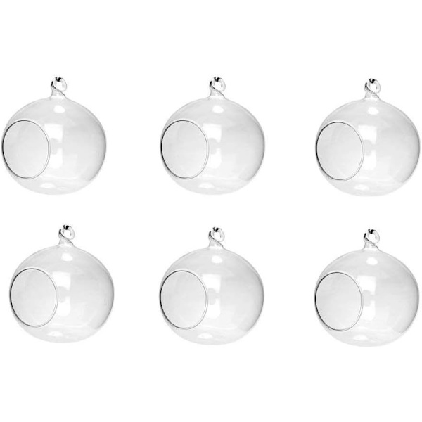 6 stk. Hengende Glass Te-Lysestaker, Romantisk Dekorasjon Lys