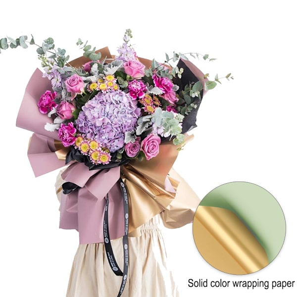 20 ark dubbelsidigt gyllene blomsteromslagspapper 58X58cm Vatten