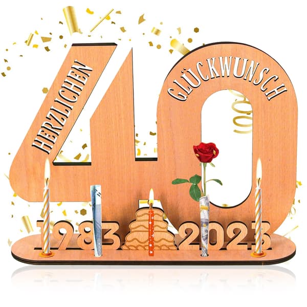 40 års fødselsdag pynt i træ
