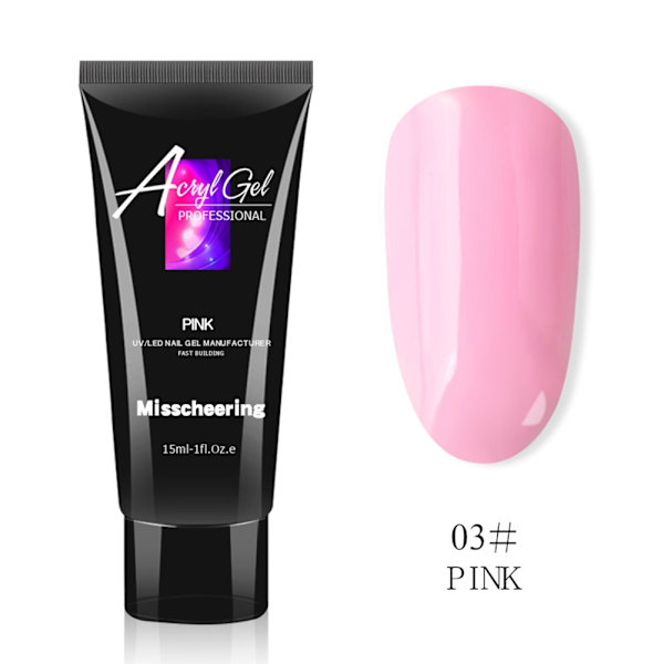 15ml Professionell Snabb Kristall Nagelförlängningslim Manikyr UV Gel Builder 3#PINK