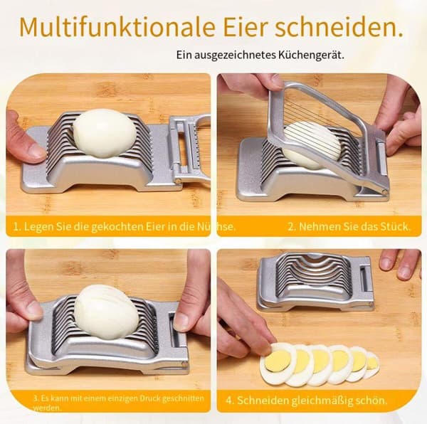Egge- og fruktskivekutter, rustfri ståltrådkutter med rustsikker, kraftig aluminiumslegeringsbase, multifunksjonelt verktøy for kjøkken, praktisk for