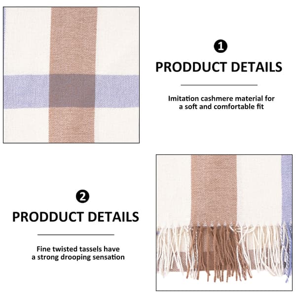 Lang plaid tæppe til kvinder, chunky oversized vinter/efterår varmt tørklæde, stort plaid tørklæde wrap blue-white