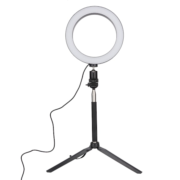 20 cm himmennettävä rengasvalo jalustalla videolle, suoratoistolle ja meikille