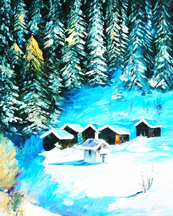 30x40cm 5D DIY Diamantmålning Full, Vinter Slott Serie #J, DIY D