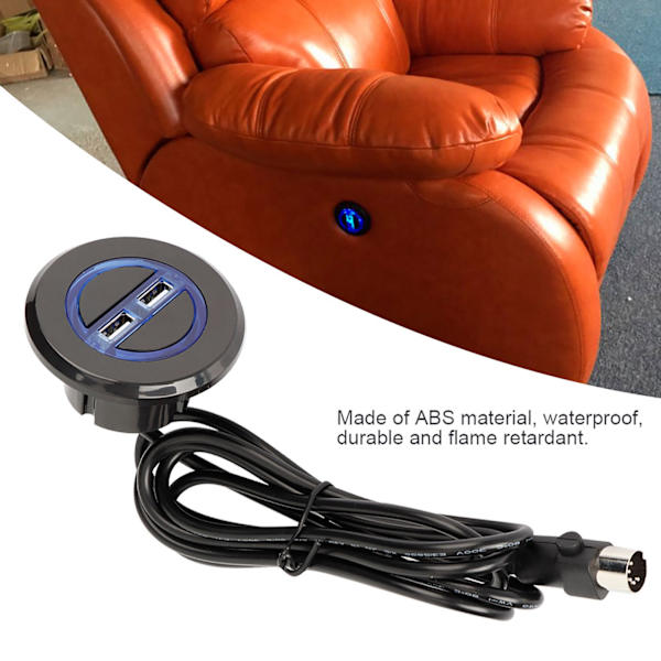Elektrisk Recliner Stol Sofa Udskiftningsknap Løft Stol Håndbetjening Håndsæt med Dobbelt USB
