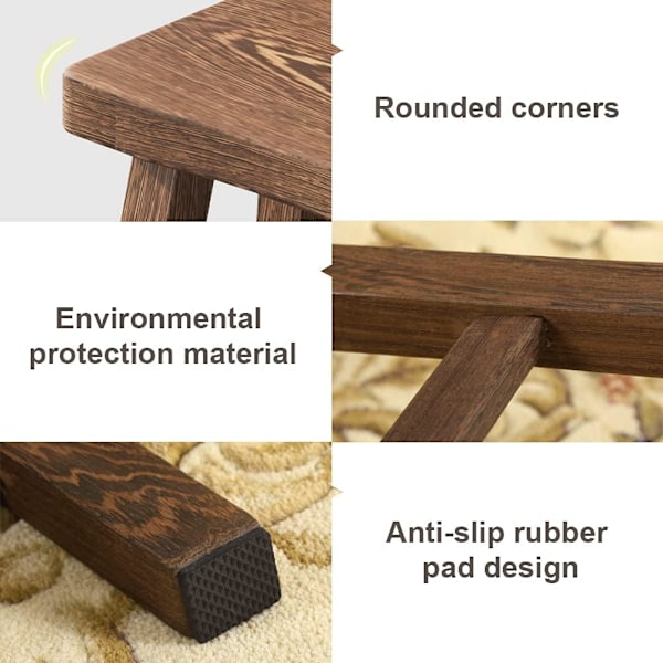 Rustik Design Massiv Träpall, Miljövänlig Färgbelagd Möbel För Inomhusbruk, Formgjuten i Ett Stycke Säkerställer Stabilitet, Multifunktionell