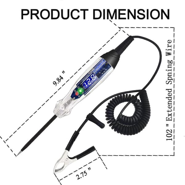 Bil Buzzer Test Lys 4-60v Dc Digital Led Kredsløbstester, Lampe Tester Med Voltmeter, Automatisk Vo