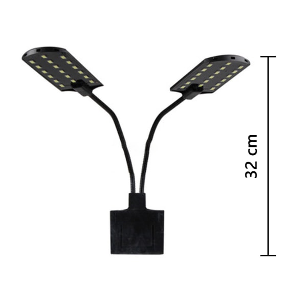 Akvarie-klipslampe med indbygget timer, klemme-akvariebelysning med hvide og blå LED'er, lystilstande, dæmpbar