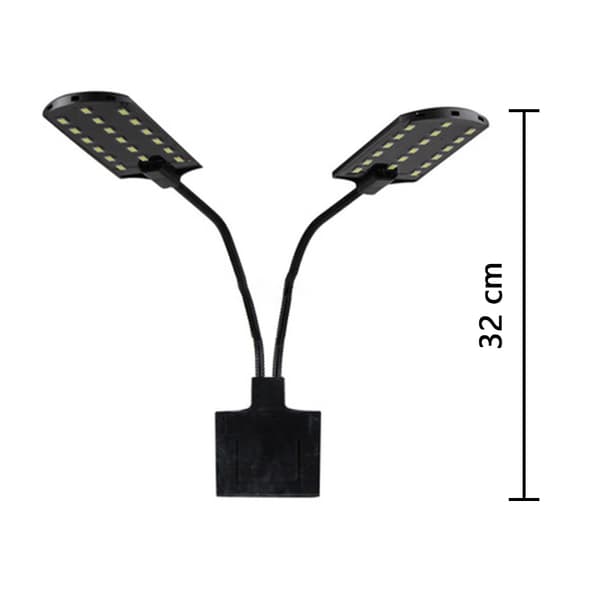 Akvarielys med klips, innebygd timer, klemmelys med hvite og blå LED-lys, lysmoduser, dimmbar