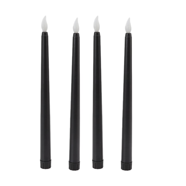 4 stk. LED-lys Røgfri Flammeløs Sikker Miljøvenlig Varmt Lys Elektrisk LED Spidslys Sort