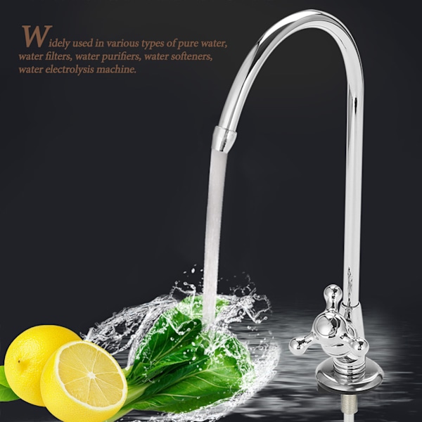 Elegant Design Dricksvattenkran, Krompläterad Rostfri Stål Omvänd Osmos Kran, Kompatibel Med Vattenfiltersystem Under Diskbänk Och
