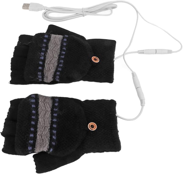 1 par USB-opvarmede handsker, skrivehandsker, USB-opvarmede strikkehandsker