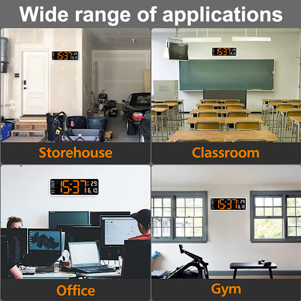 Dato og temperatur uke, Stor skjerm digital klokke med