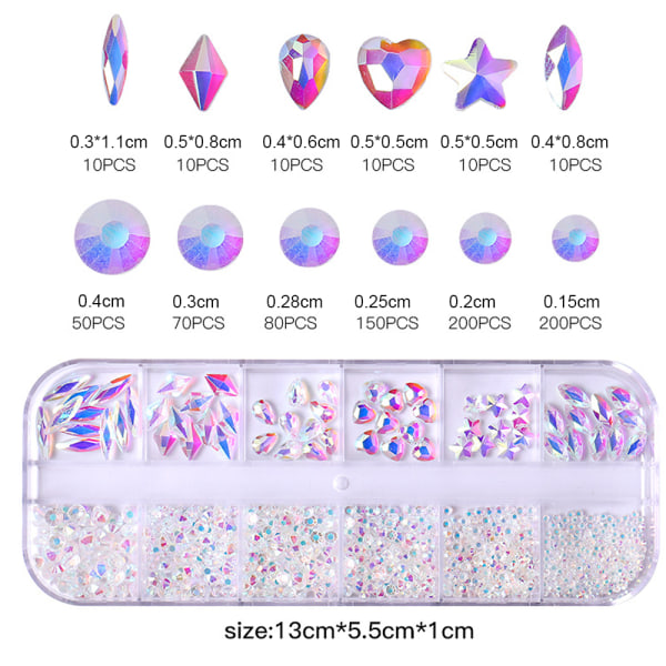 Nail Art Crystal Gems Stones Flatback， för hantverk diamantsmycken dekoration Design style 10