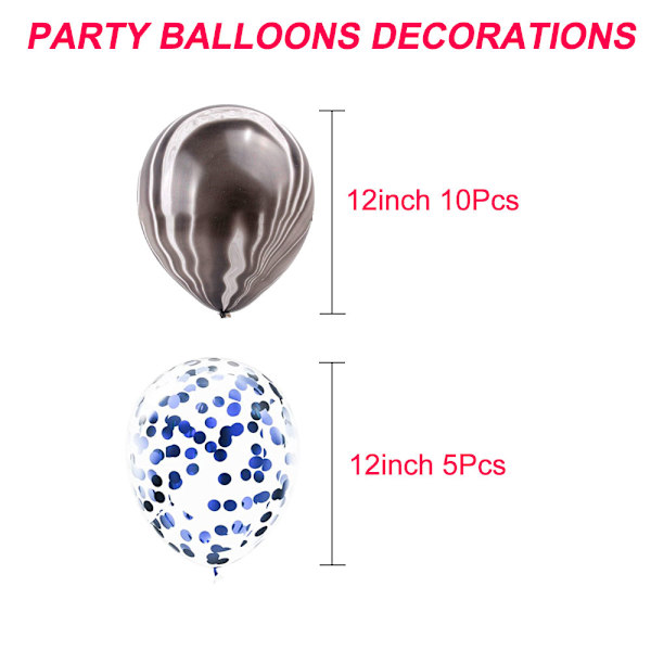 Fästballonger 15-pack, Konfettiballonger, 12-tums ballonger Dekorationer Set