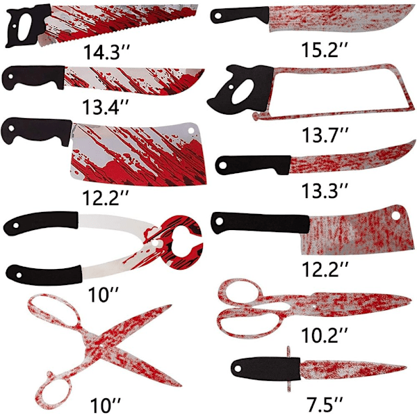Blodiga Vapen Hackkniv Set, Polyester Material Hållbara och Återanvändbara Verklighetstrogna Skräckrekvisita, Perfekt för Halloweenfestdekorationer Inomhus och