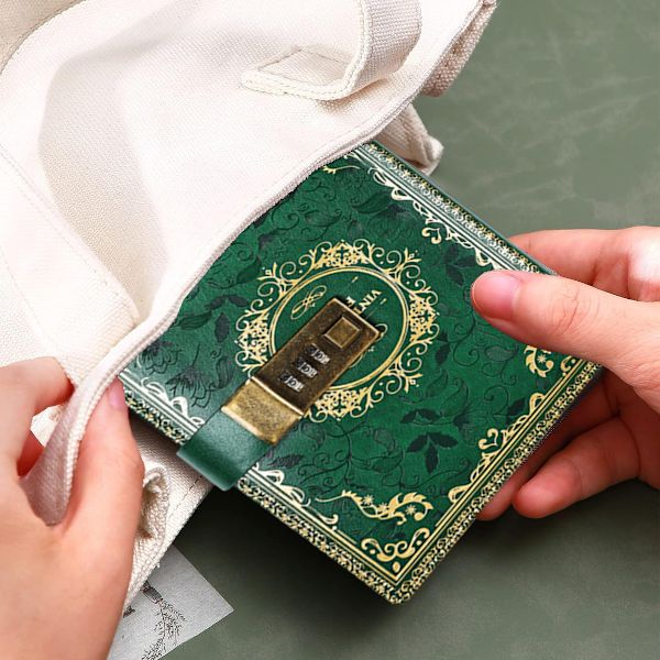 Låsbart hemligt dagbok, varm guldpräglad design dagbok, tjock