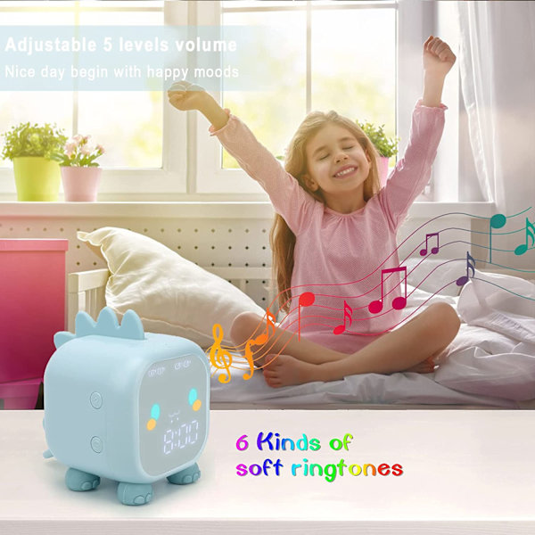 Barnealarmklokke med dinosaur-design, digital alarmklokke med lys