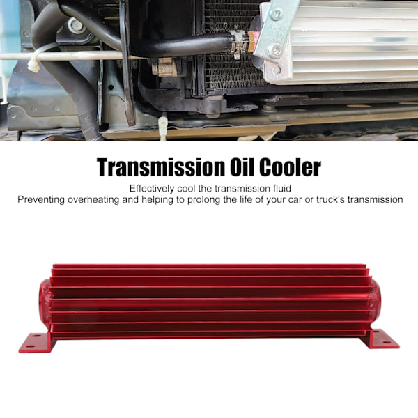 12 tommer Transmission Dobbeltkanals Køler Aluminium Finnet Anodiseret Dobbelt Pass Transmission Varmesænke Universal Pasform til Bil Lastbil Rød
