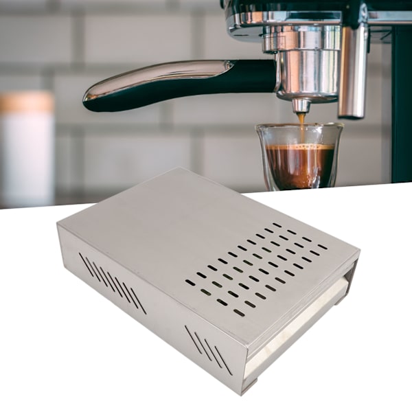 Kaffe Knock Box Låda Rostfritt Stål Tjockare Kaffe Rester Pulverlåda för Hushåll Butik Silver