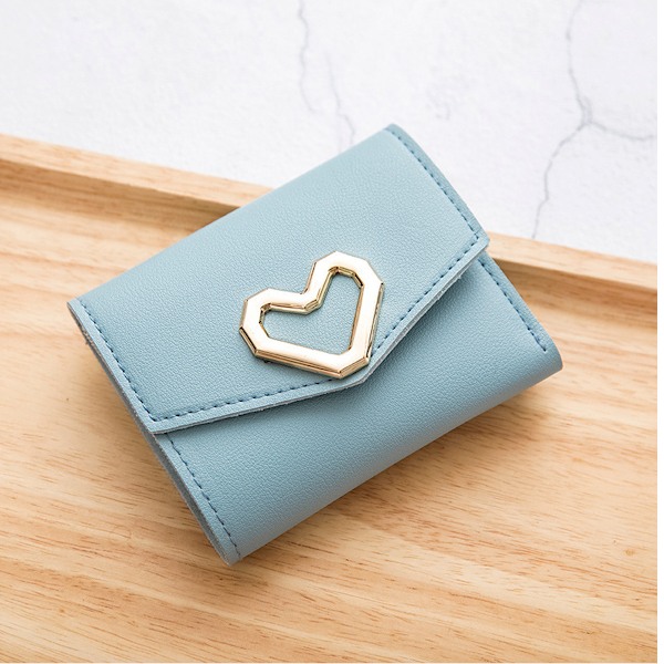 Kompakt Stilren Design, Slim Bifold Kreditkortshållare, Praktisk & Funktionell Dragkedjeficka för Mynt för Flickor, Damer, Kvinnor (Sött Kärlekshjärtmönster)