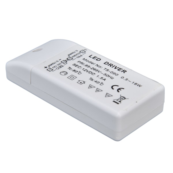 LED-muuntaja 18W 12VDC 1,5A Vakiovirta LED-ohjain Kaappivalaisimelle DIY-lampulle AC 85‑265V