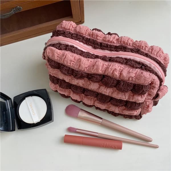 Plisseret makeup taske til kvinder pink