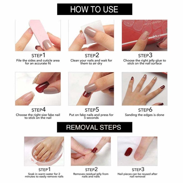 Falska naglar Kort bärnsten tryck på naglar fyrkantiga akryl heltäckande cover för kvinnor 24 st