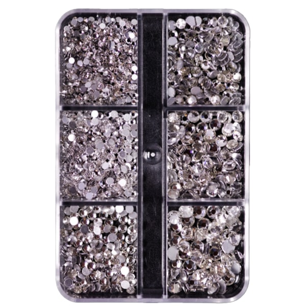Blandade storlekar Flatback Rhinestones, Non Hotfix Round Crystal Gems