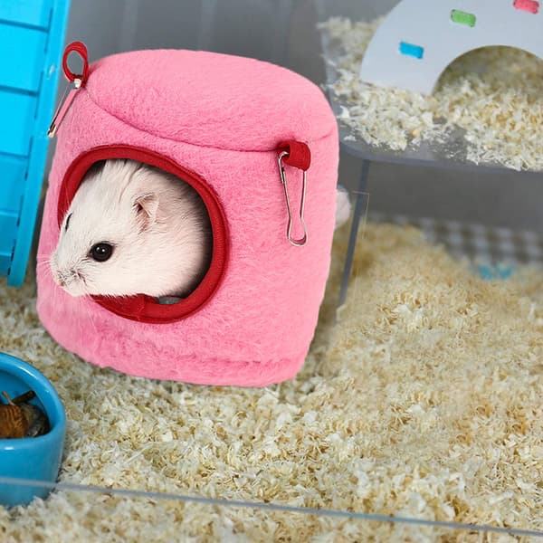 2 stk. Mini Hamster Seng Gemmesteder og Huse, Bomuld Mini Dyr Kæledyrsrede Hule pink S