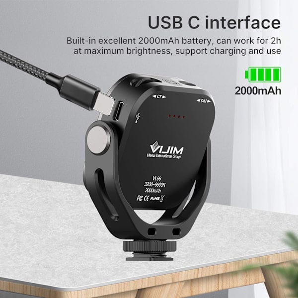 VL66 LED-videoljus Färgtemperatur Kamera Ljus av po
