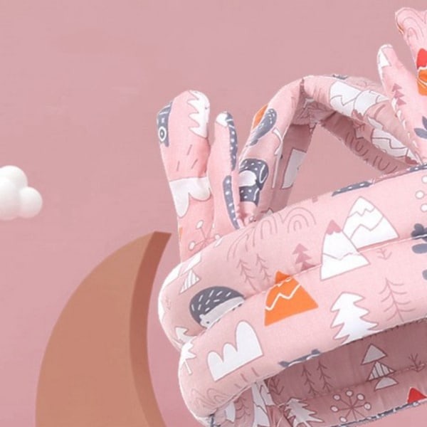 Babyhjelm Fallbeskyttelse Pustende Myk Babyhode Pute Bumper Bonnet for Løping Gange Krypende Rosa