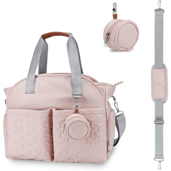 (Pink) Multifunktionel Stilfuld Pusletaske, Stor