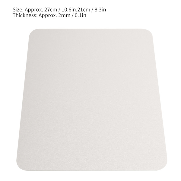 2 stk. Mussemåtte 2-sidet PVC Læder Vandafvisende Skrivebordsmatte Kontor Hjem Mus Beskytter 27x21cm (Cremet Hvid Sølv)