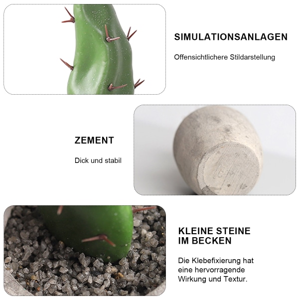 2 stk. kaktussimulerings plante bonsai skrivebord cement pottet