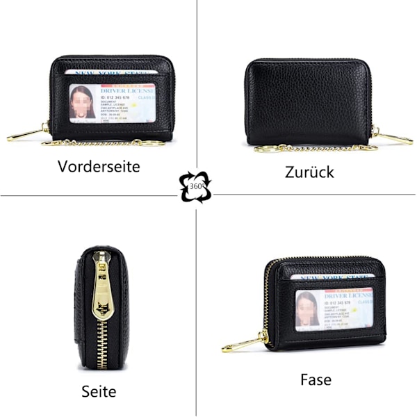 Utsökt gåva till henne, dragspelsstil äkta läderplånbok RFID-blockering säkerställer säkra kortfack