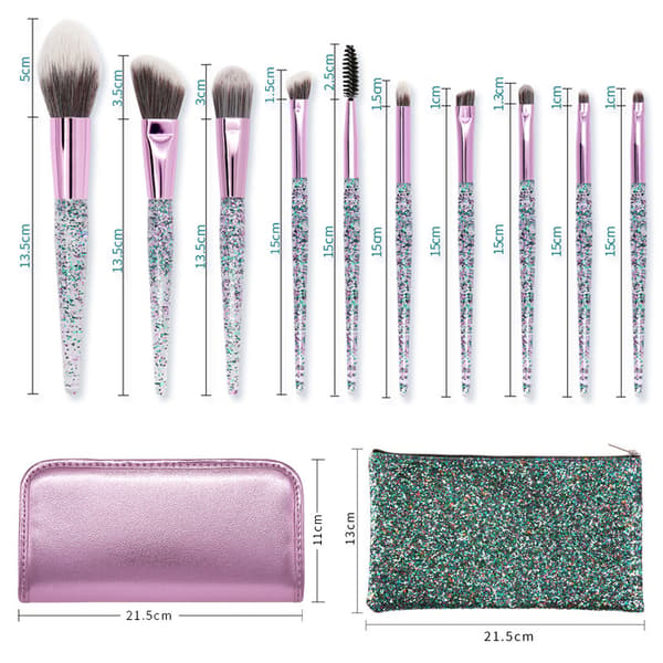 Makeup børster med taske 10 stk foundation blush børster