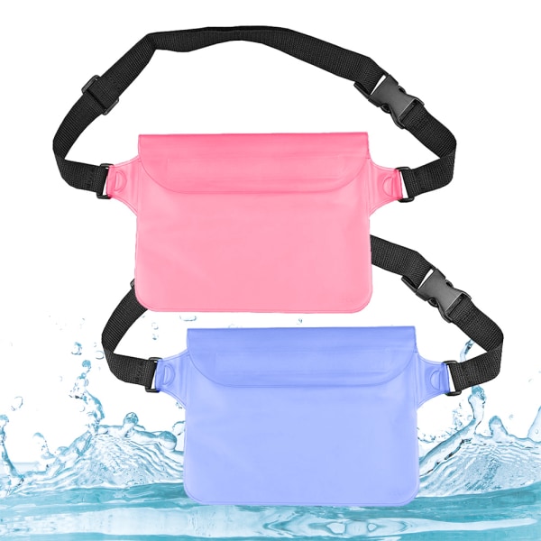 2PCS vattentät väska med justerbart bälte - vattentät midjeväska skärm kan beröra torr väska, lämplig för strand, simning, båtliv, fiske, etc