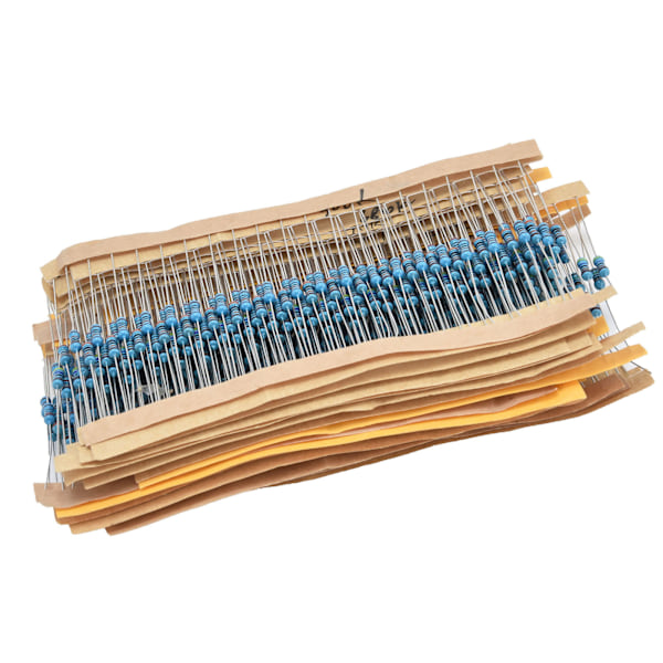 600 stk Metal Film Modstande 30 Værdier 10Ω1MΩ 1/4W 1％ Modstandssortiment til DIY-projekter